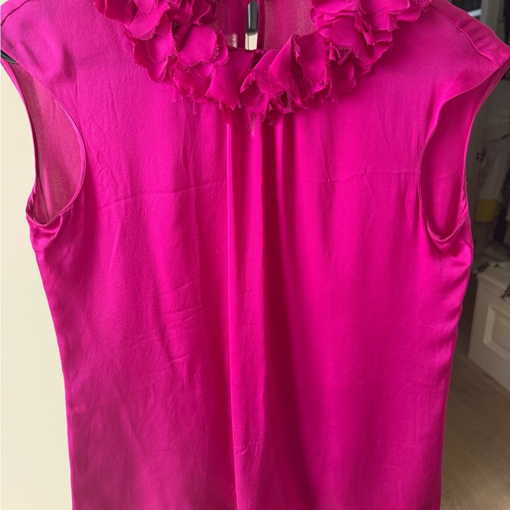 Carolina Herrera Pink Ruffled Sleeveless Blouse